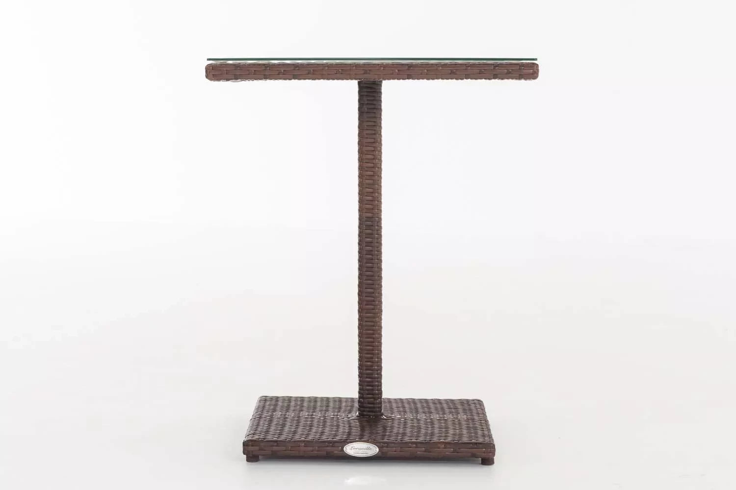 In And OutdoorMatch Glastafel Norris - Bijzettafel - Tuintafel rotan wicker - Bruin - Salontafel - 59x59x72cm Garden Table