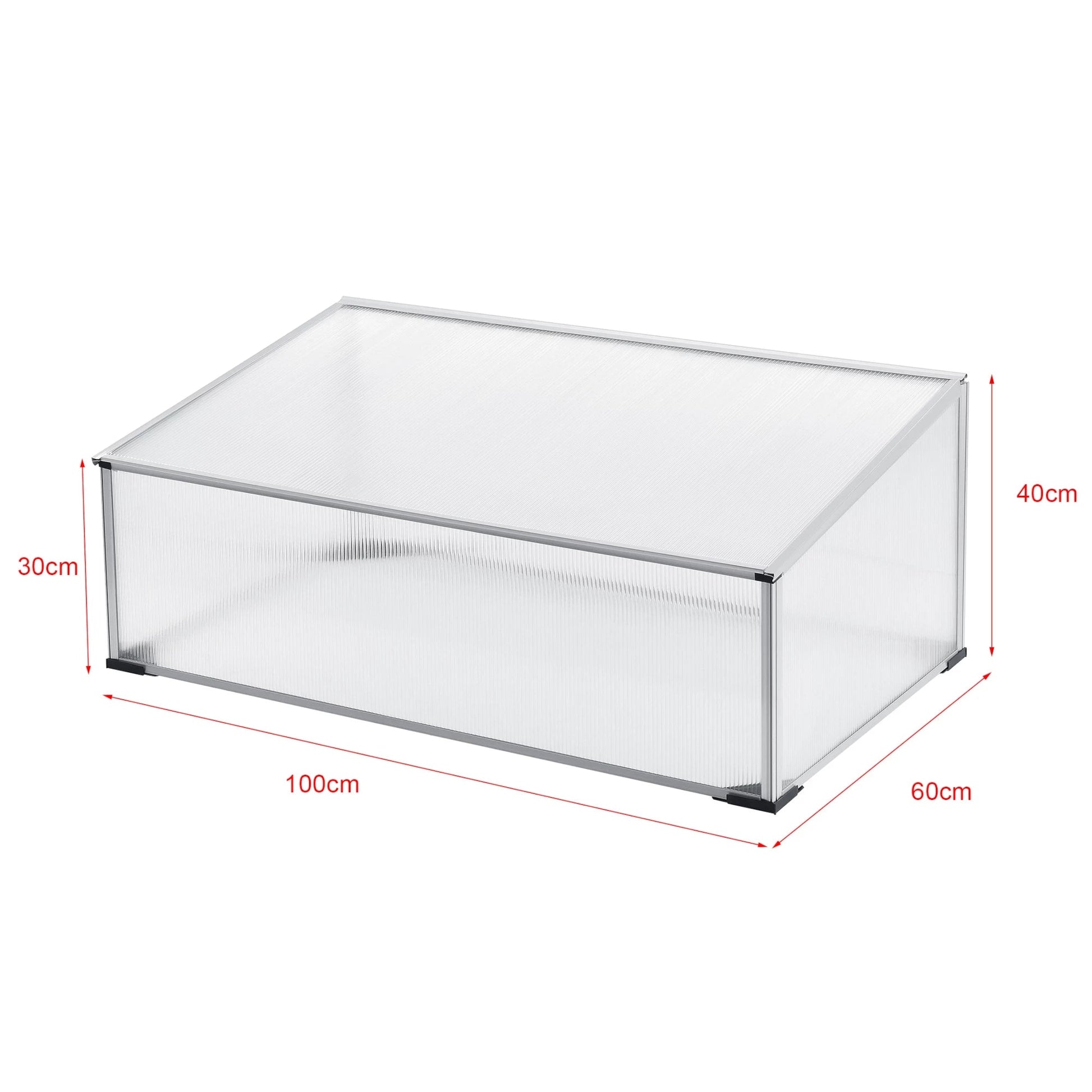 In And OutdoorMatch Greenhouse Rubson - Mini Greenhouse - 100x60x30-40 cm - Aluminium Polycarbonaat - Kunststof - Weerbestendig Materiaal Garden Storage box