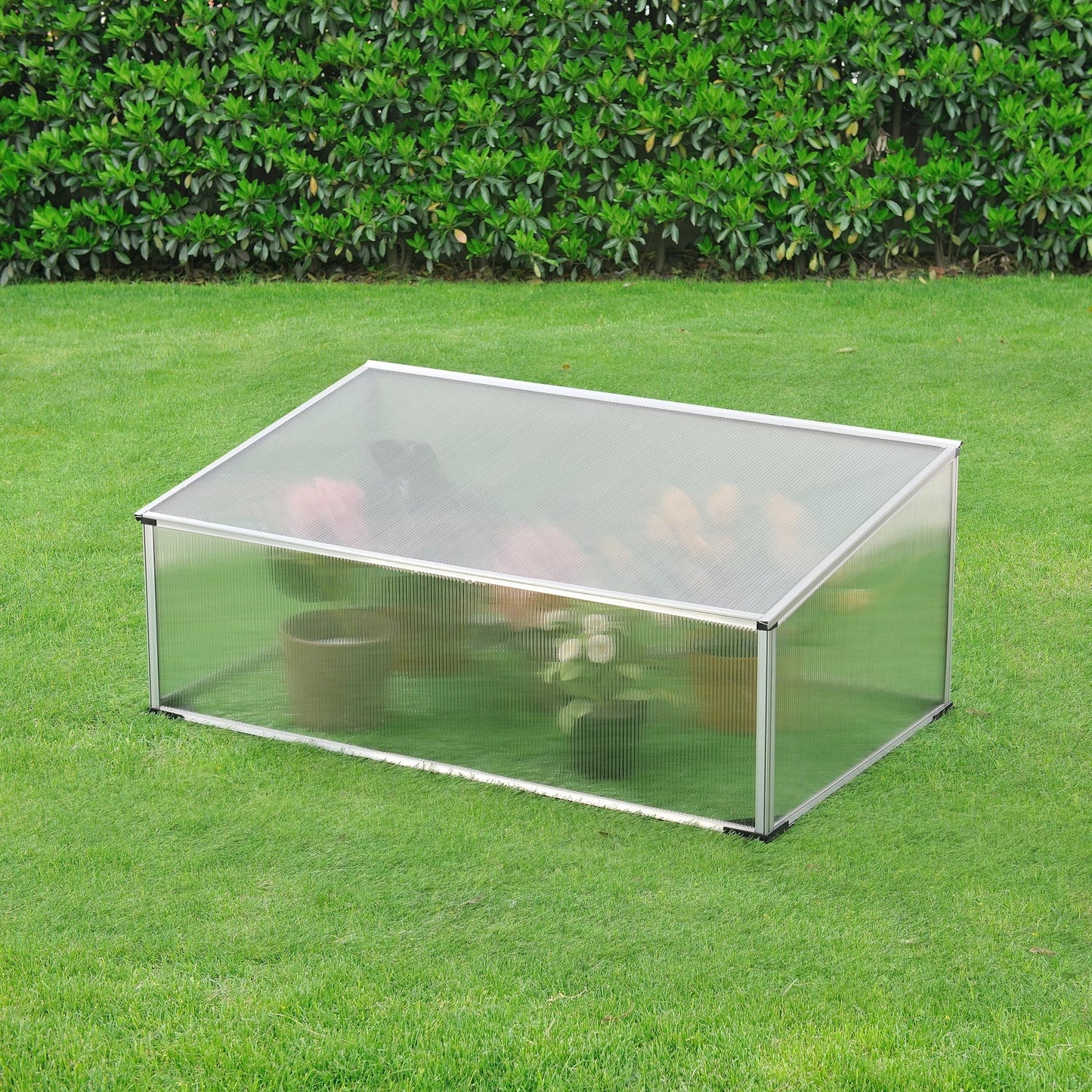 In And OutdoorMatch Greenhouse Rubson - Mini Greenhouse - 100x60x30-40 cm - Aluminium Polycarbonaat - Kunststof - Weerbestendig Materiaal Garden Storage box