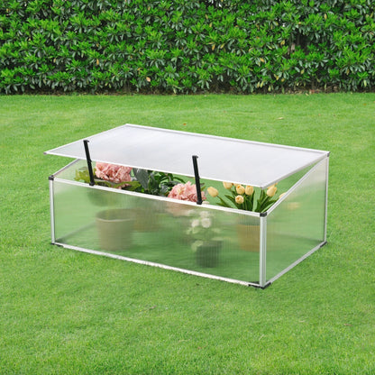 In And OutdoorMatch Greenhouse Rubson - Mini Greenhouse - 100x60x30-40 cm - Aluminium Polycarbonaat - Kunststof - Weerbestendig Materiaal Garden Storage box