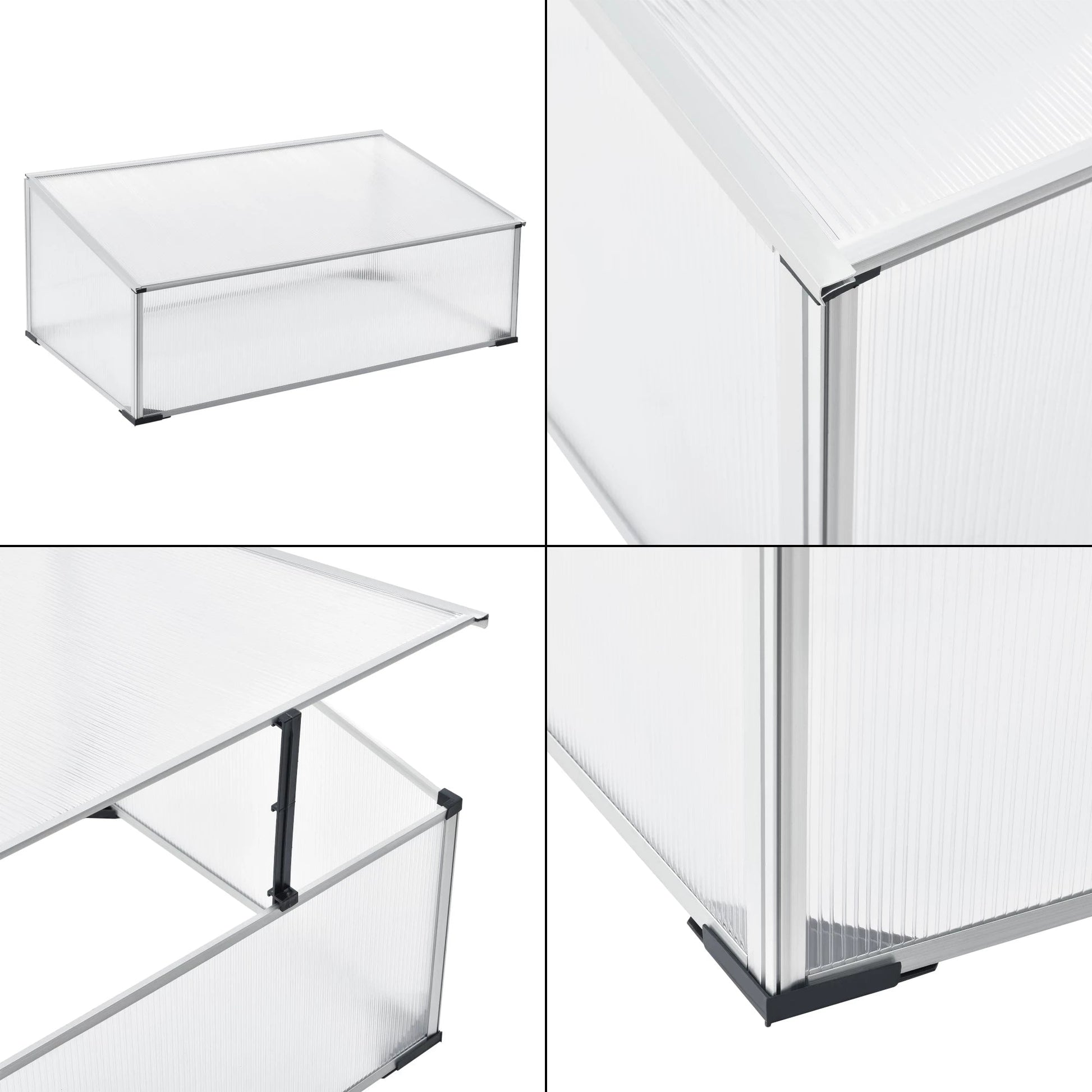 In And OutdoorMatch Greenhouse Rubson - Mini Greenhouse - 100x60x30-40 cm - Aluminium Polycarbonaat - Kunststof - Weerbestendig Materiaal Garden Storage box