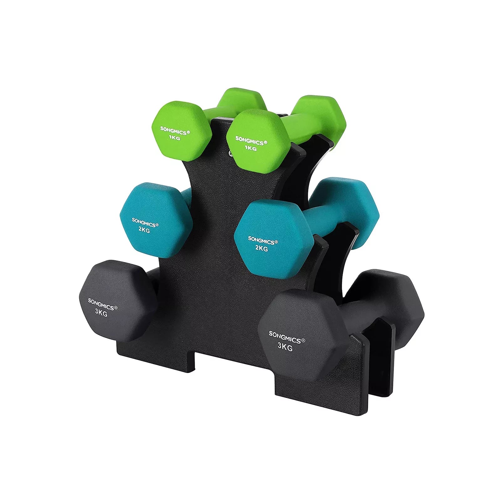 In And OutdoorMatch Halterset Reggie - Halterset voor beginners - Gewichten - 2x1kg, 2x2kg, 2x3kg Dumbell set