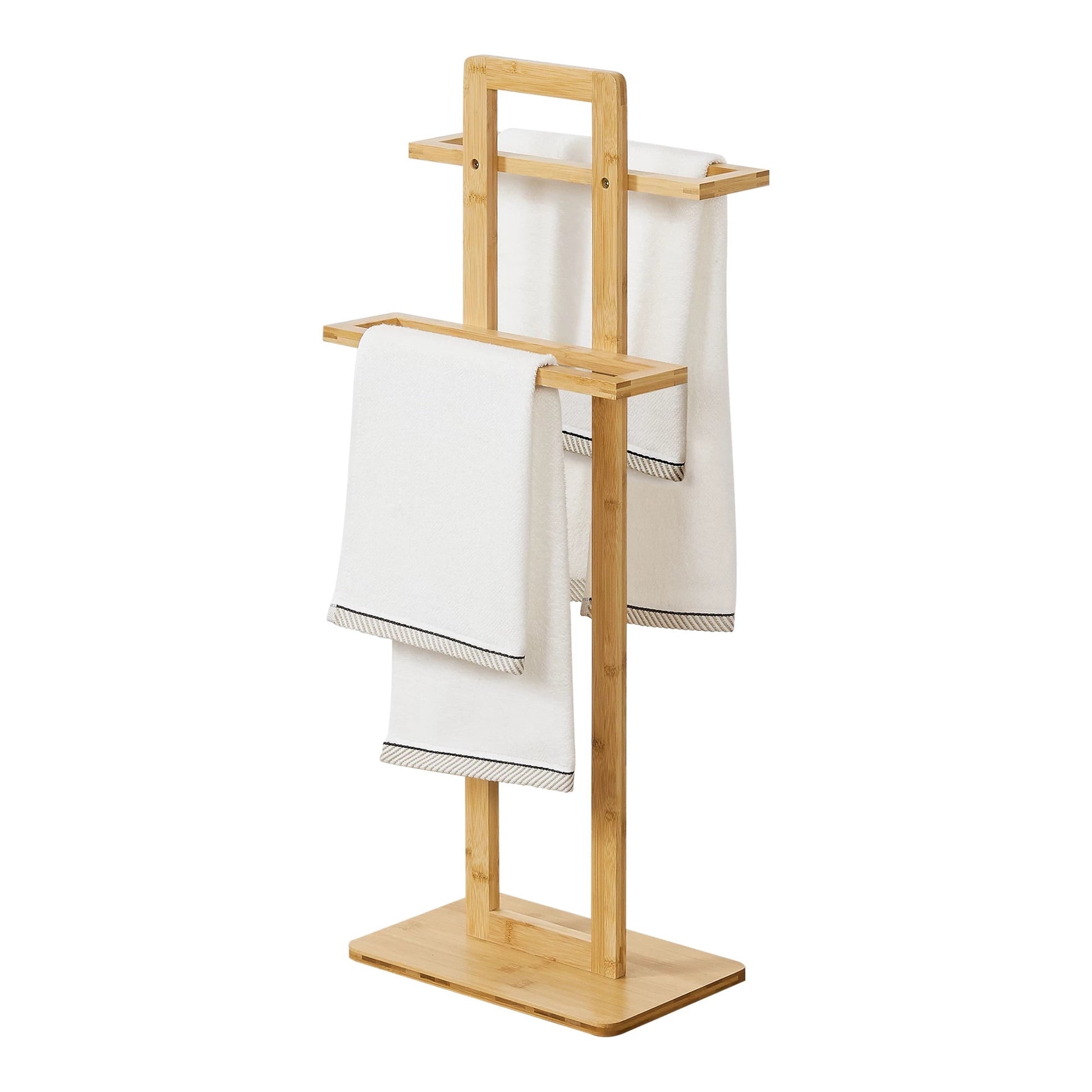 In And OutdoorMatch Handdoekrek Floki - 85x335x20 cm - Bamboe - Houtkleurig - 2 Handdoekrekken towel rack