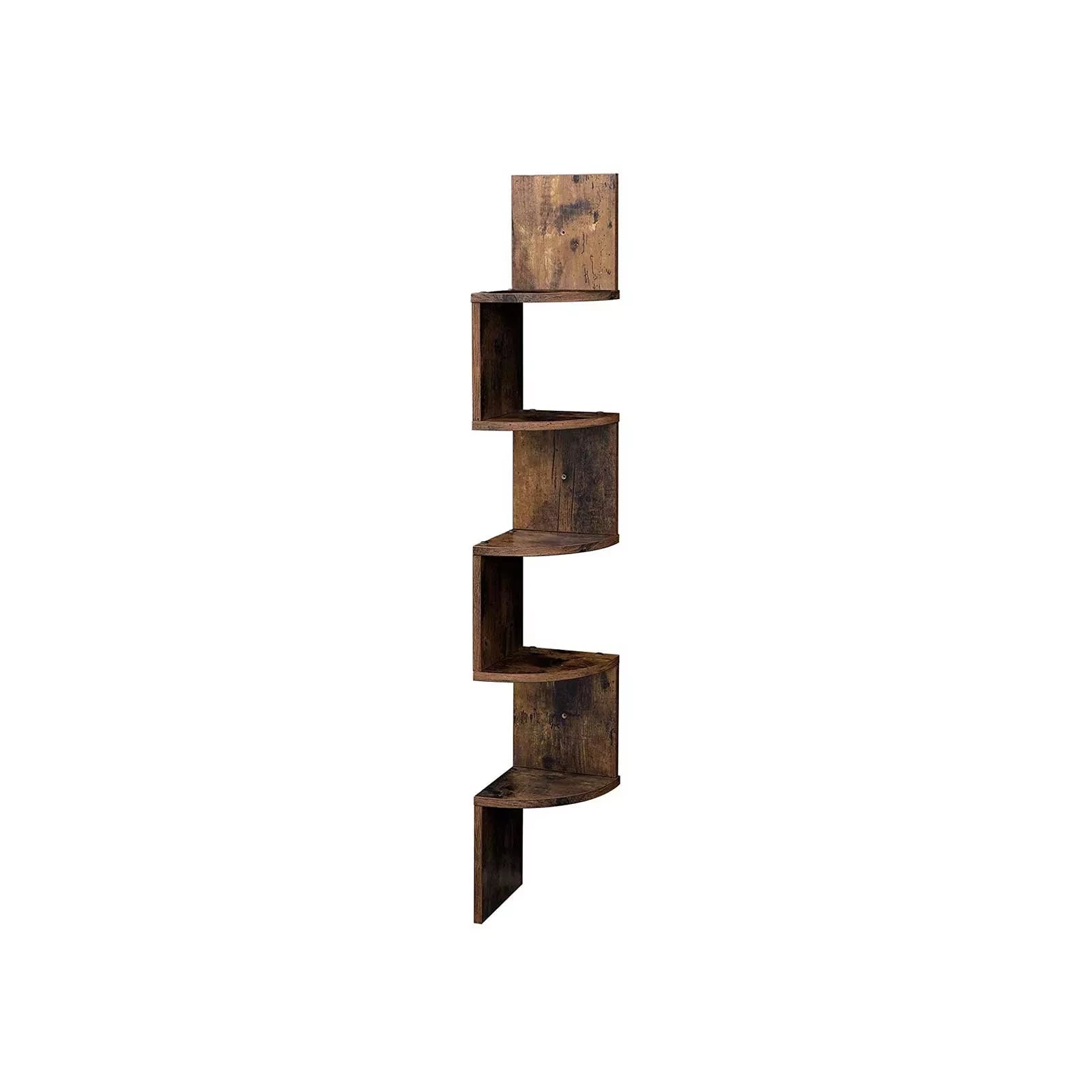 In And OutdoorMatch Hoekkast Clark - Hoekmeubel - Boekenkast en decoratie - 5 legplanken - Bruin - 20x20x127cm Wandplank