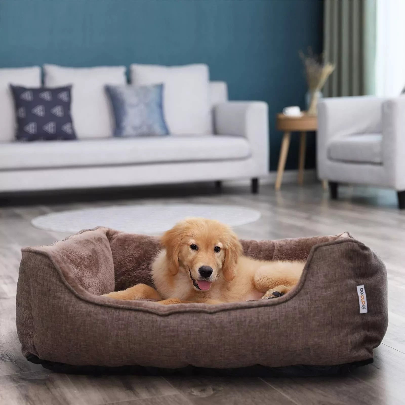 In And OutdoorMatch Hondenkussen Roxane - Bruin - Hondenmand 90x25x75cm - Wasbaar - Zacht - Orthopedische Hondenkussens Honden bed