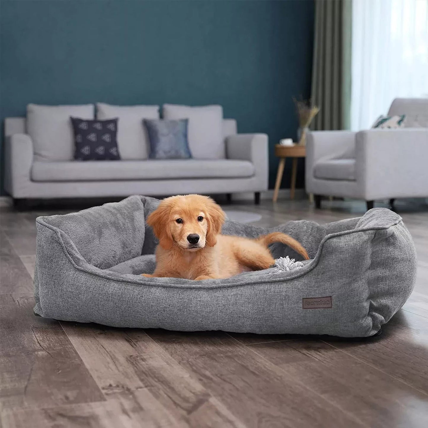 In And OutdoorMatch Hondenkussen XL Abdiel - Grijs - Hondenbed 100x27x75cm - Wasbaar - Zacht - Orthopedische Hondenkussens Honden bed