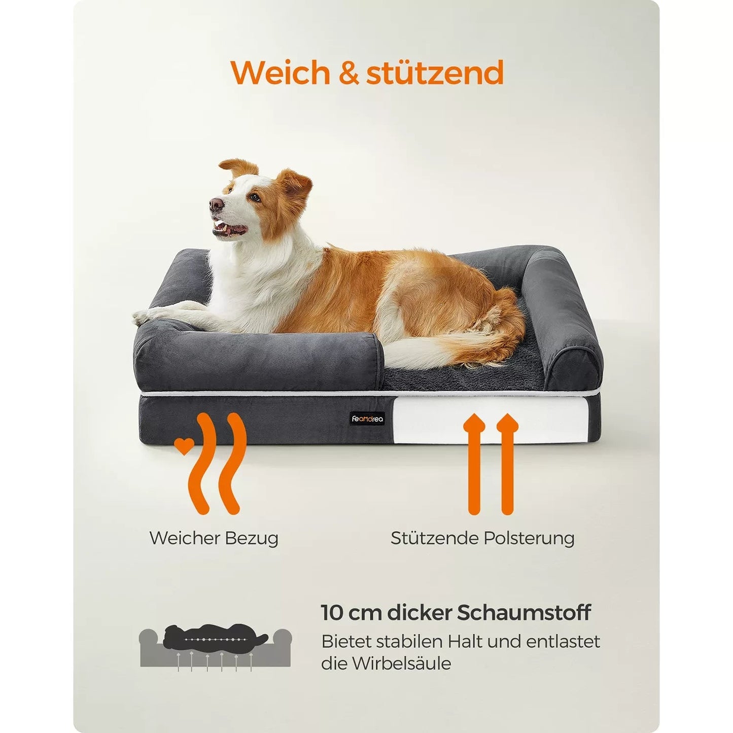 In And OutdoorMatch Hondenkussen XL Clifton - Antraciet - Hondenmand 91x71x25cm - Soft - Orthopedische Hondenkussens Honden bed