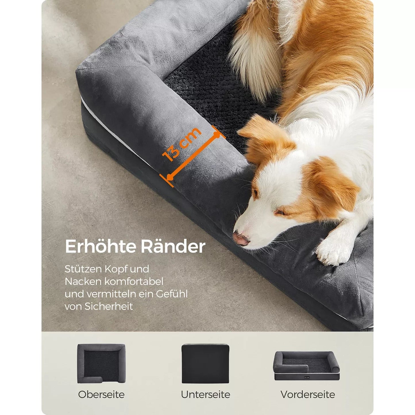 In And OutdoorMatch Hondenkussen XL Clifton - Antraciet - Hondenmand 91x71x25cm - Soft - Orthopedische Hondenkussens Honden bed