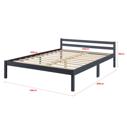 In And OutdoorMatch Houten Bed Brittanny - Grenen - Met Matras - 140x200 cm - Donkergrijs - Slijtvast - Gemaakt in de EU bed twee personen