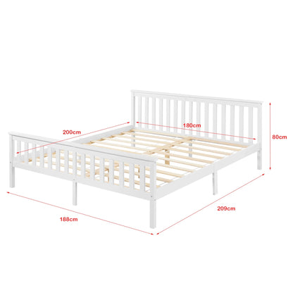 In And OutdoorMatch Houten Bed Craig - Met Bedbodem en Matras - 180x200 cm - Wit - Made in the EU - Slijtvast bed twee personen