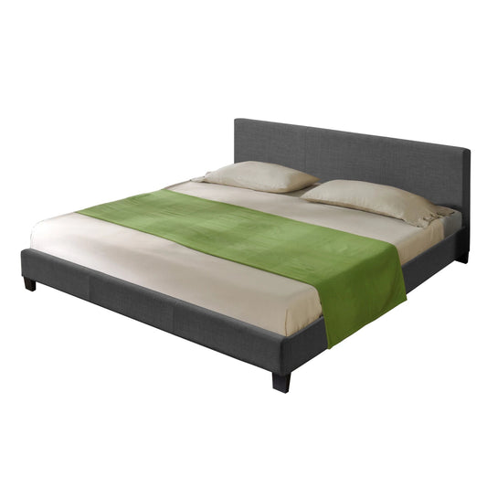 In And OutdoorMatch Houten Bed Emmanuel - Stof - Met Bedbodem - 180x200 cm - Donkergrijs - Modern Design bed twee personen