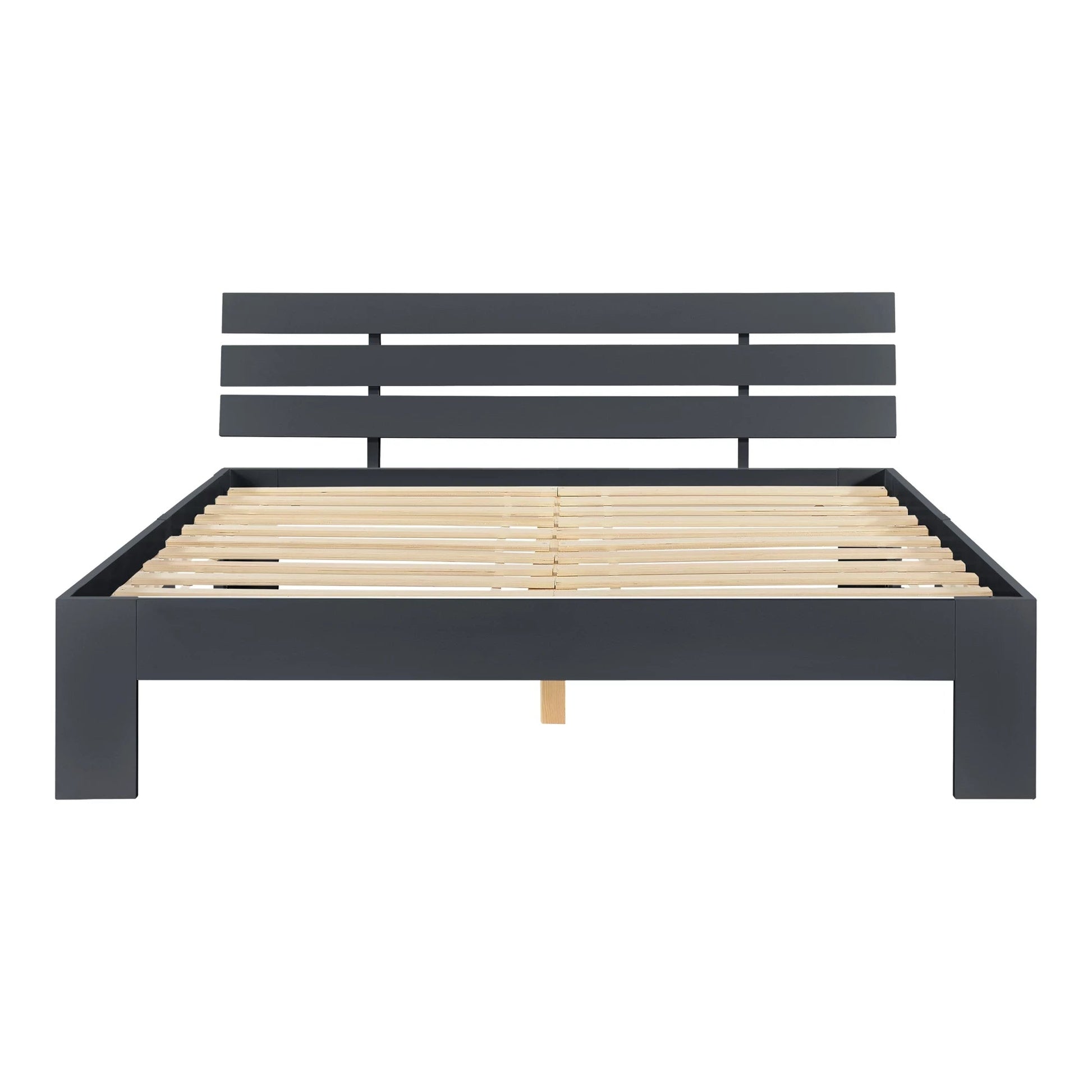 In And OutdoorMatch Houten Bed Hubert - Grenen - Met Matras - 140x200 cm - Donkergrijs - Slijtvast - Made in the EU bed twee personen