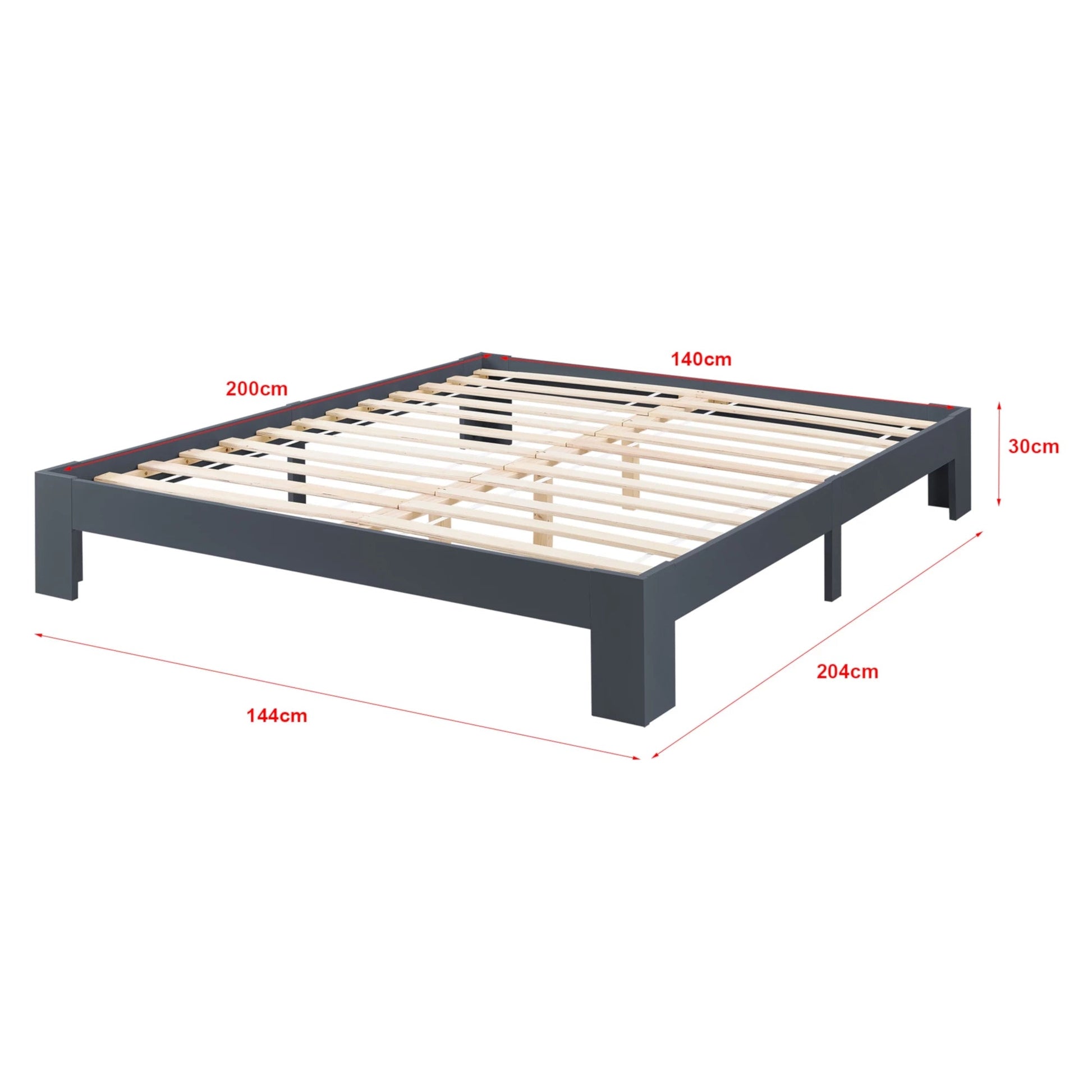 In And OutdoorMatch Houten Bed Karli - Grenen - Met Matras - 140x200 cm - Donkergrijs - Gemaakt in de EU - Slijtvast bed twee personen