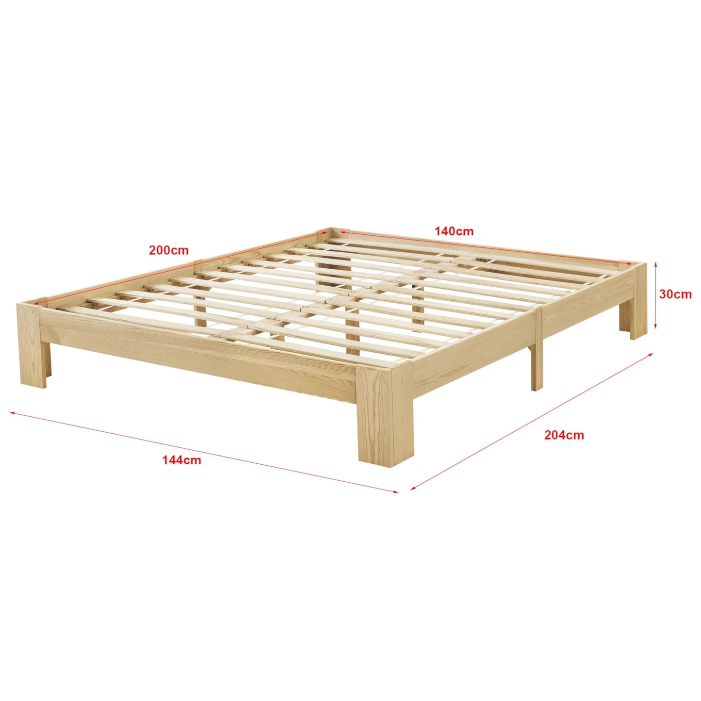 In And OutdoorMatch Houten Bed Lenora - Grenen - Met Matras - 140x200 cm - Houtkleurig - Made in the EU - Slijtvast bed twee personen