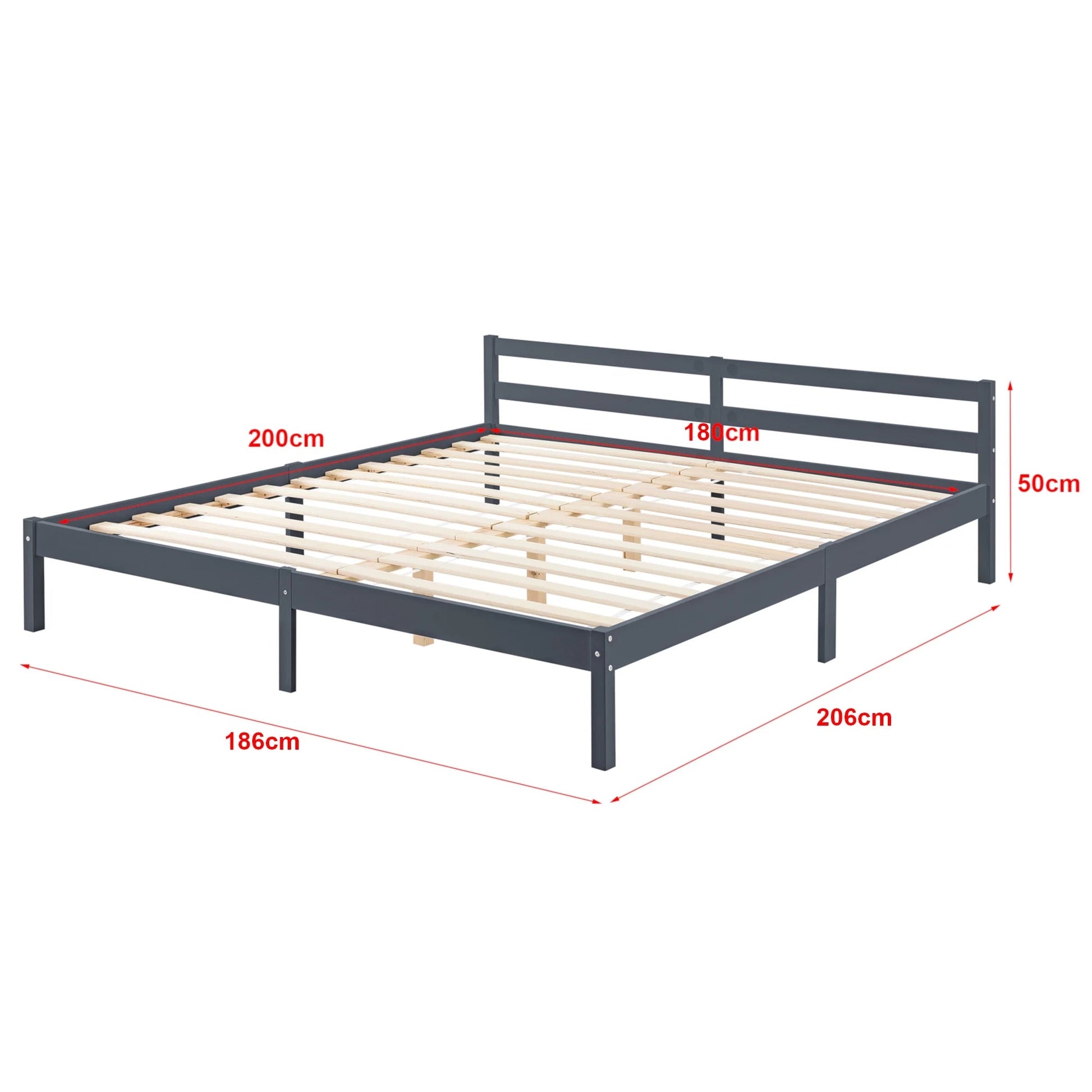 In And OutdoorMatch Houten Bed Nicolas - Grenen - Met Matras - 180x200 cm - Donkergrijs - Slijtvast - Made in the EU bed twee personen