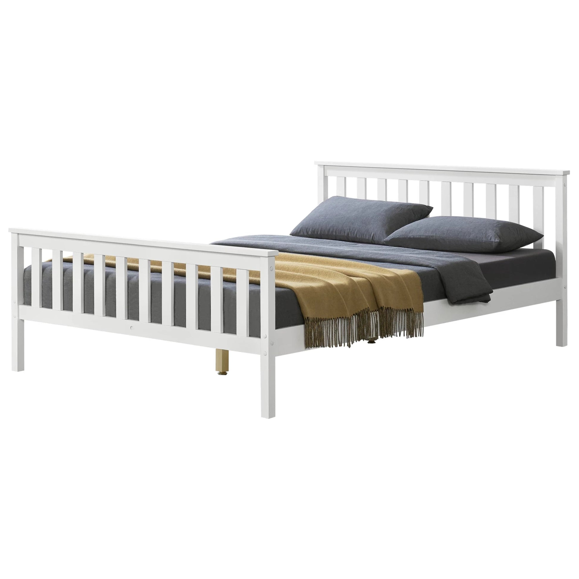 In And OutdoorMatch Houten bed Jaiden - Massief grenen bedframe - 140x200 cm - Wit - Klassiek design bed twee personen