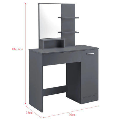 In And OutdoorMatch Kaptafel Rahul - Met spiegel - 137,5x90x38 cm - Donkergrijs - Spaanplaat - Stijlvol design Make-up tafel