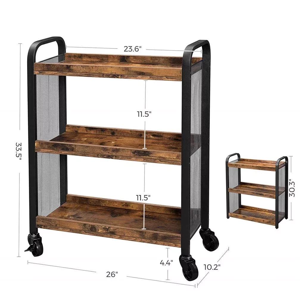 In And OutdoorMatch Keukenkast industrieel Patri - Op wielen - Organizer - Met planken - 66x26x85cm Keuken Trolley