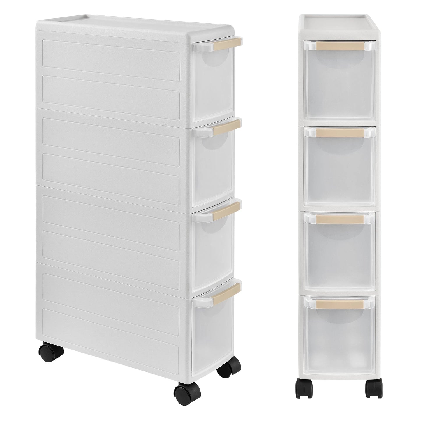 In And OutdoorMatch Keukentrolley Fatima - Polypropyleen - Met 4 Laden - 85x18x46,5 cm - Wit - Keuken Trolley