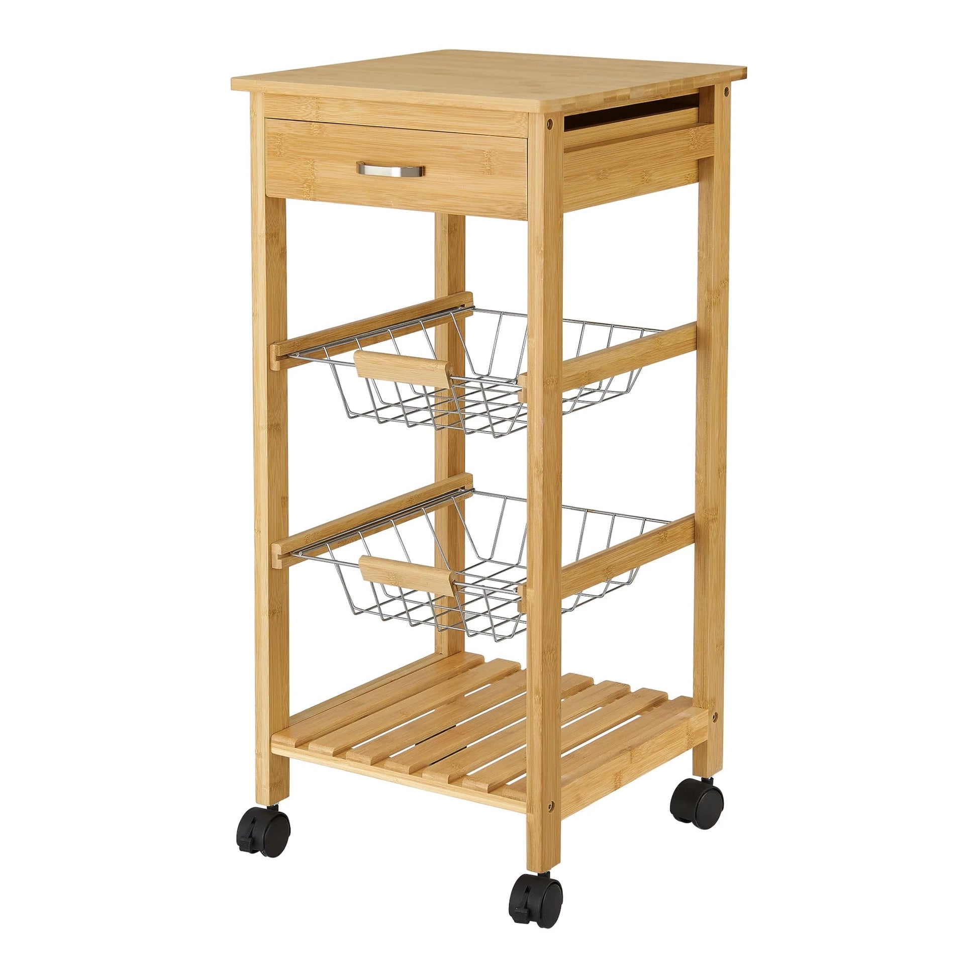 In And OutdoorMatch Keukentrolley Holly - Bamboe - 76x36x36 cm - Houtkleur - Modern Design Keuken Trolley