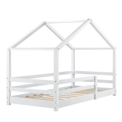 In And OutdoorMatch Kinderbed Alf - Grenen - Huisbed - Met matras en valbescherming - 80x160 cm - Wit - Voor meisjes - Voor jongens - Voor kinderen Kinder bedden