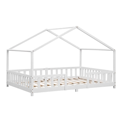 In And OutdoorMatch Kinderbed Allan - Met valbeveiliging - 140x200 cm - Wit Mat - Voor meisjes - Voor jongens - Voor kinderen Kinder bedden