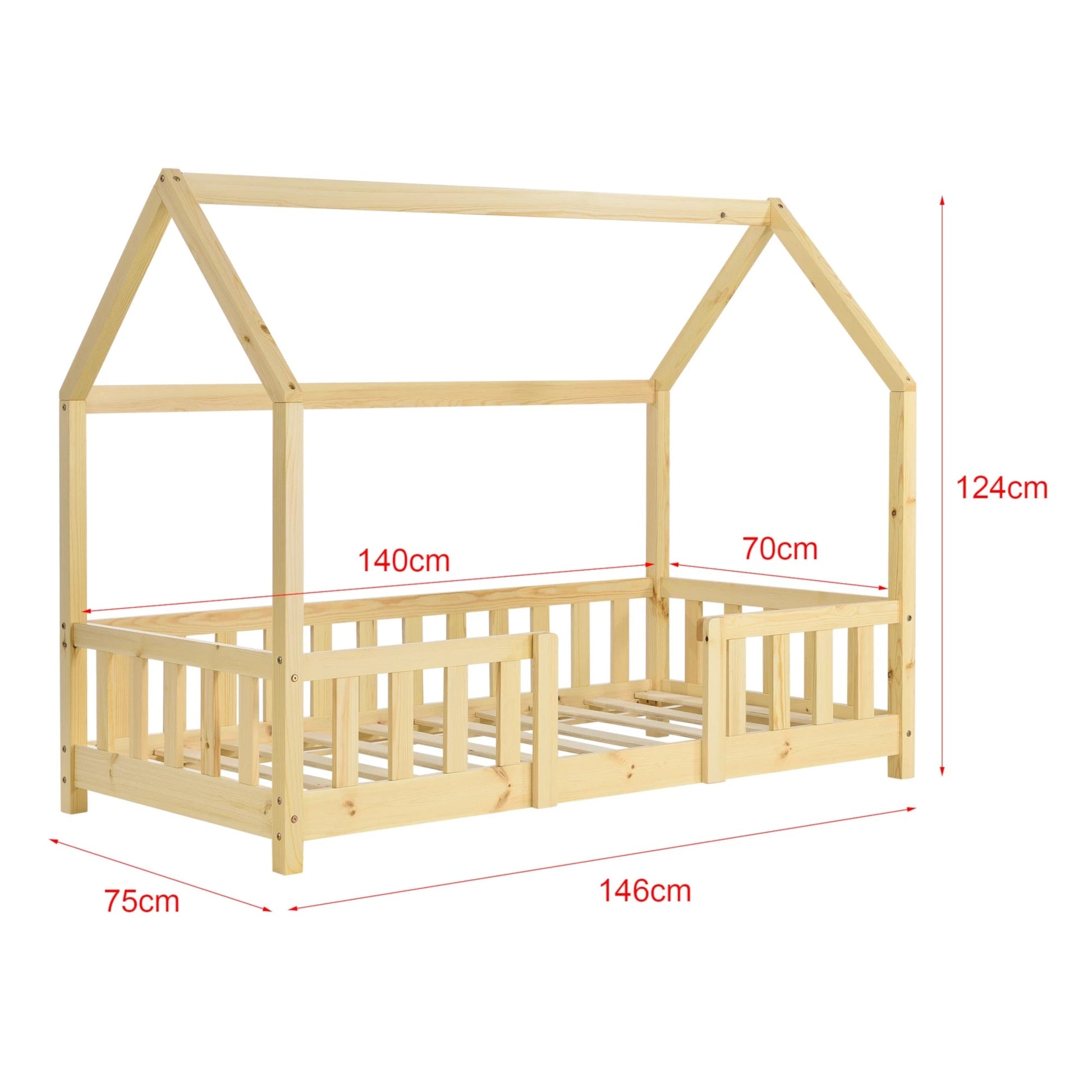 In And OutdoorMatch Kinderbed Austyn - Met valbeveiliging - 70x140 cm - Hout - Voor meisjes - Voor jongens - Voor kinderen Kinder bedden