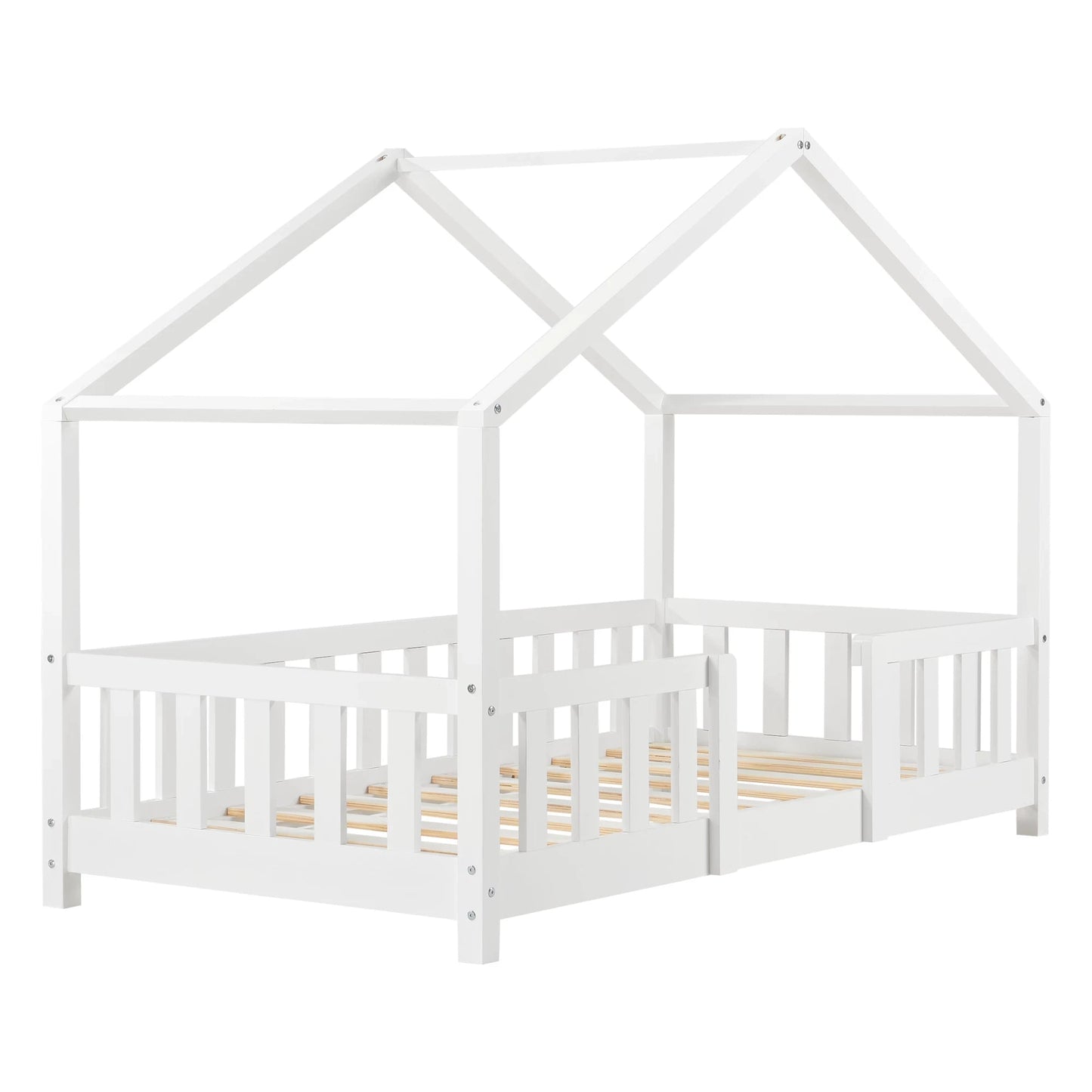 In And OutdoorMatch Kinderbed Bernice - Met valbeveiliging - 80x160 cm - Wit Mat - Voor meisjes - Voor jongens - Voor kinderen Kinder bedden