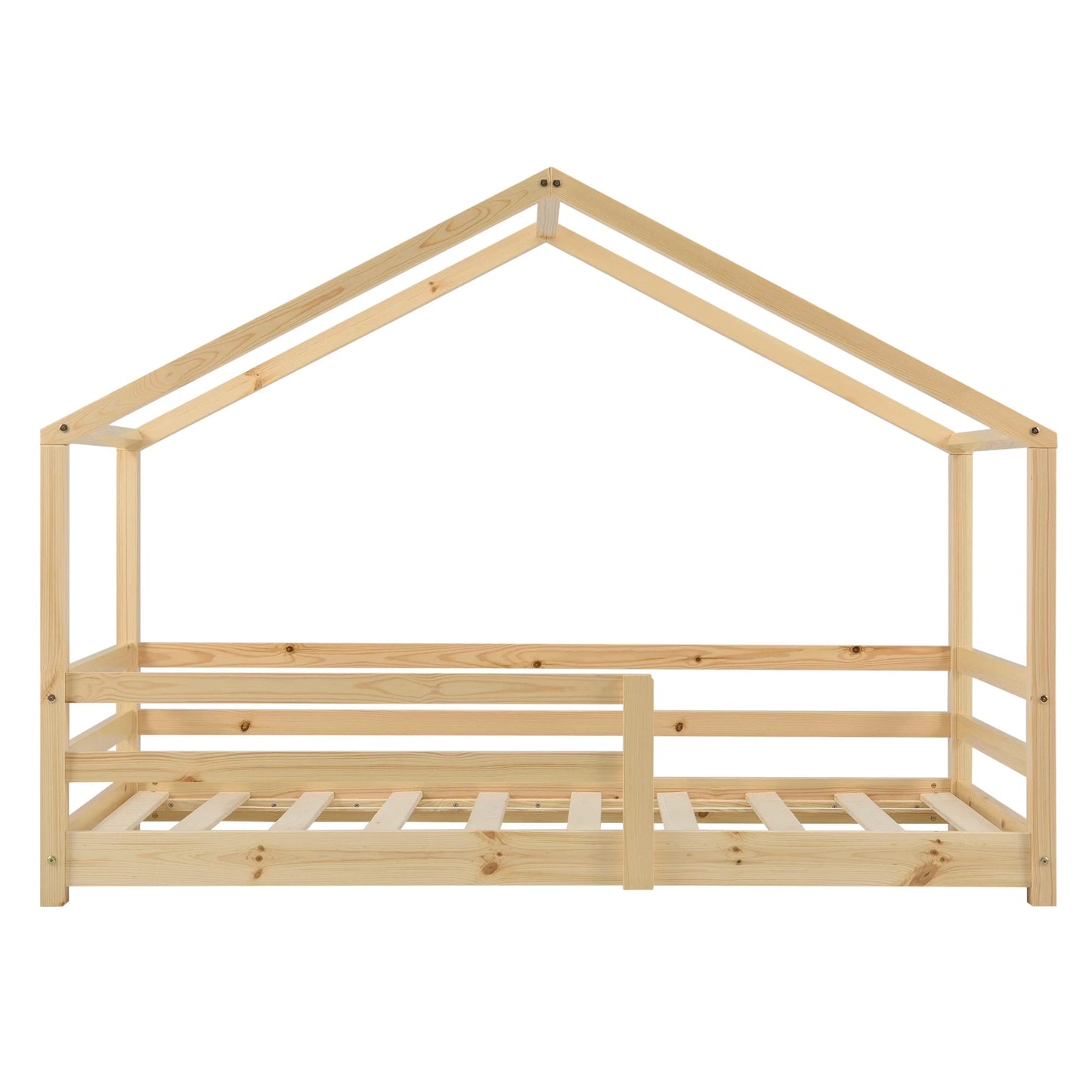 In And OutdoorMatch Kinderbed Bud - Huisbed - Met Valbeveiliging - 70x140 - Houtkleurig - Grenen - Voor meisjes - Voor jongens - Voor kinderen Kinder bedden