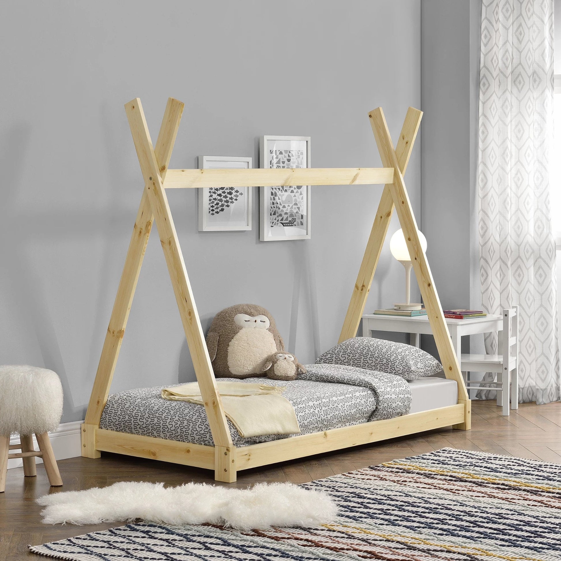 In And OutdoorMatch Kinderbed Cathy - Tipi - Grenen - Met bedbodem - 80x160 cm - Hout - Jongensbed - Meisjesbed - Schattig Design Kinder bedden