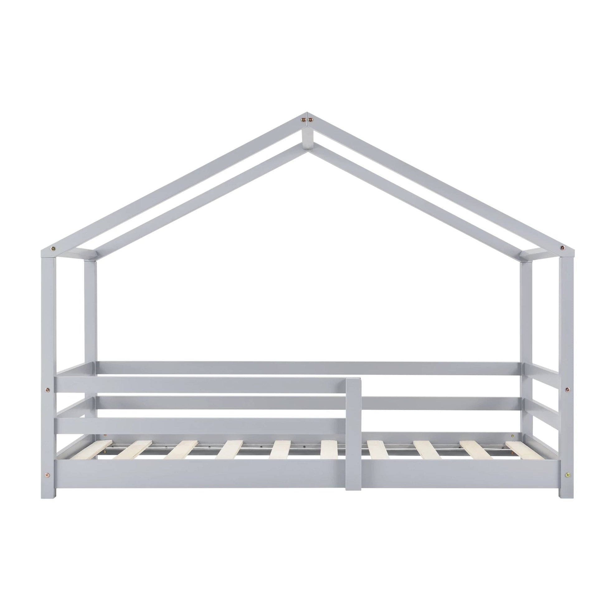 In And OutdoorMatch Kinderbed Chadd - Huisbed - Met valbeveiliging - 90x200 - Lichtgrijs - Grenen - Voor meisjes - Voor jongens - Voor kinderen Kinder bedden