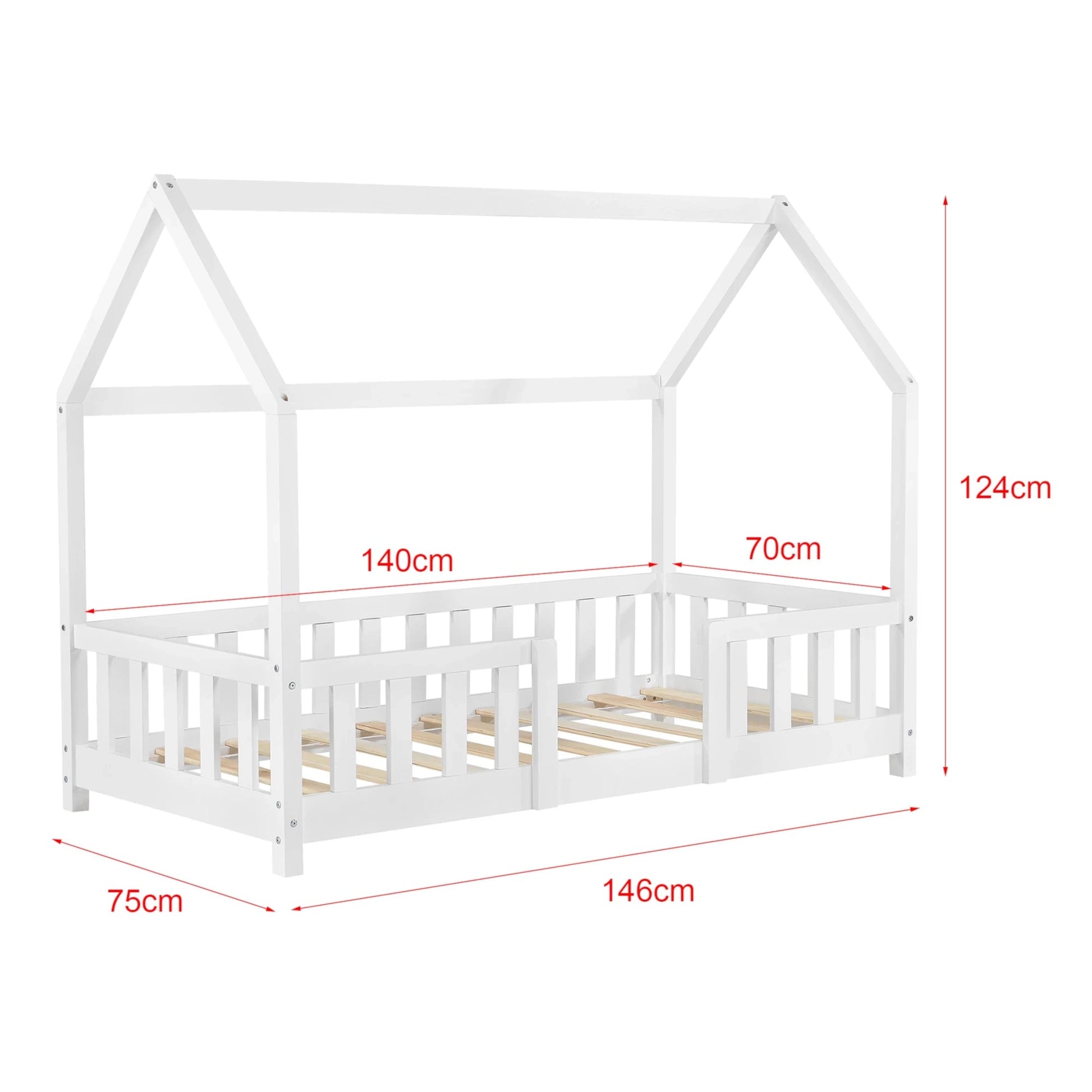 In And OutdoorMatch Kinderbed Cheyanne - Met valbeveiliging - 70x140 cm - Wit - Voor meisjes - Voor jongens - Voor kinderen Kinder bedden