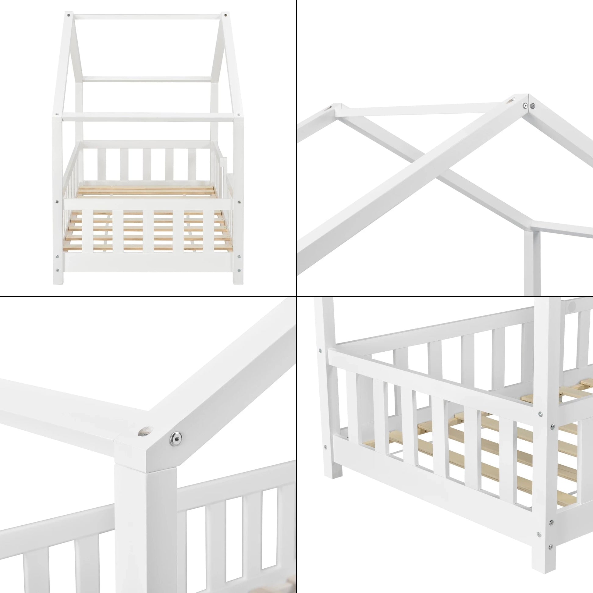 In And OutdoorMatch Kinderbed Cullen - Met valbeveiliging - 70x140 cm - Wit - Voor meisjes - Voor jongens - Voor kinderen Kinder bedden