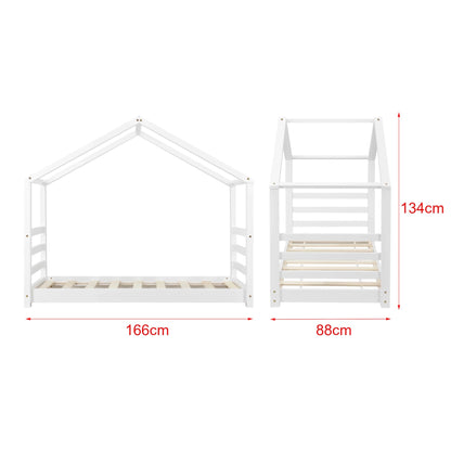 In And OutdoorMatch Kinderbed Cyril - Houten bed - Huisbed - Met bedbodem - 80x160cm - Wit - Voor kinderen - Voor meisjes - Voor jongens Kinder bedden