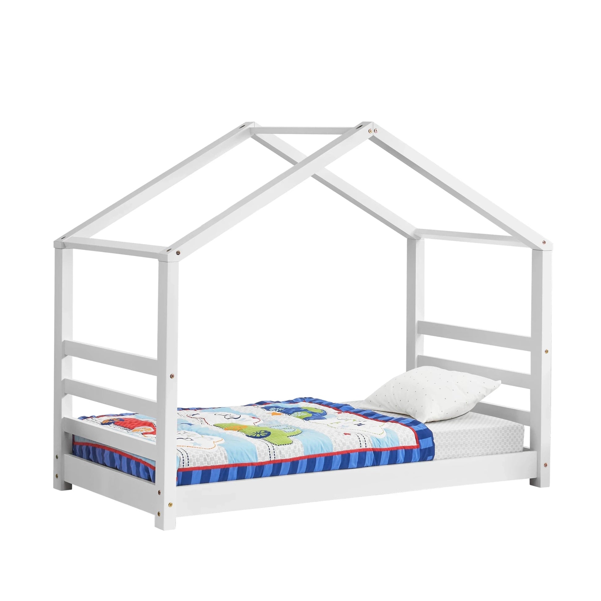 In And OutdoorMatch Kinderbed Cyril - Houten bed - Huisbed - Met bedbodem - 80x160cm - Wit - Voor kinderen - Voor meisjes - Voor jongens Kinder bedden