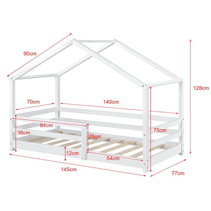 In And OutdoorMatch Kinderbed Domenica - Huisbed - Met valbeveiliging - 70x140 - Wit - Grenen - Voor meisjes - Voor jongens - Voor kinderen Kinder bedden