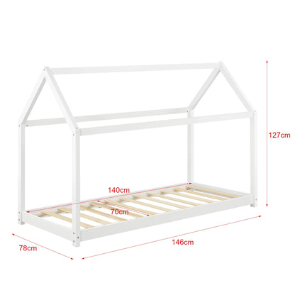 In And OutdoorMatch Kinderbed Hermann - Huisbed - Met matras - 70x140 cm - Wit - Grenen - Voor meisjes - Voor jongens Kinder bedden