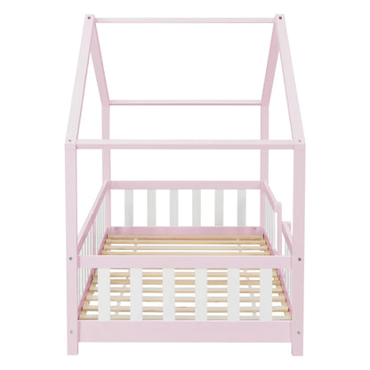 In And OutdoorMatch Kinderbed Kaya - Met valbeveiliging - 90x200 cm - Roze en Wit - Voor meisjes - Voor jongens - Voor kinderen Kinder bedden