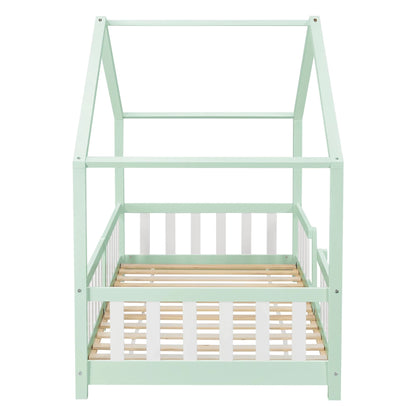 In And OutdoorMatch Kinderbed Kristoffer - Met valbeveiliging - 90x200 cm - Mint en Wit - Voor meisjes - Voor jongens - Voor kinderen Kinder bedden