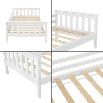 In And OutdoorMatch Kinderbed Magdalena - Met bedbodem en valbeveiliging - 70x140 cm - Wit - Sparrenhout en Multiplex - Voor meisjes - Voor jongens Kinder bedden