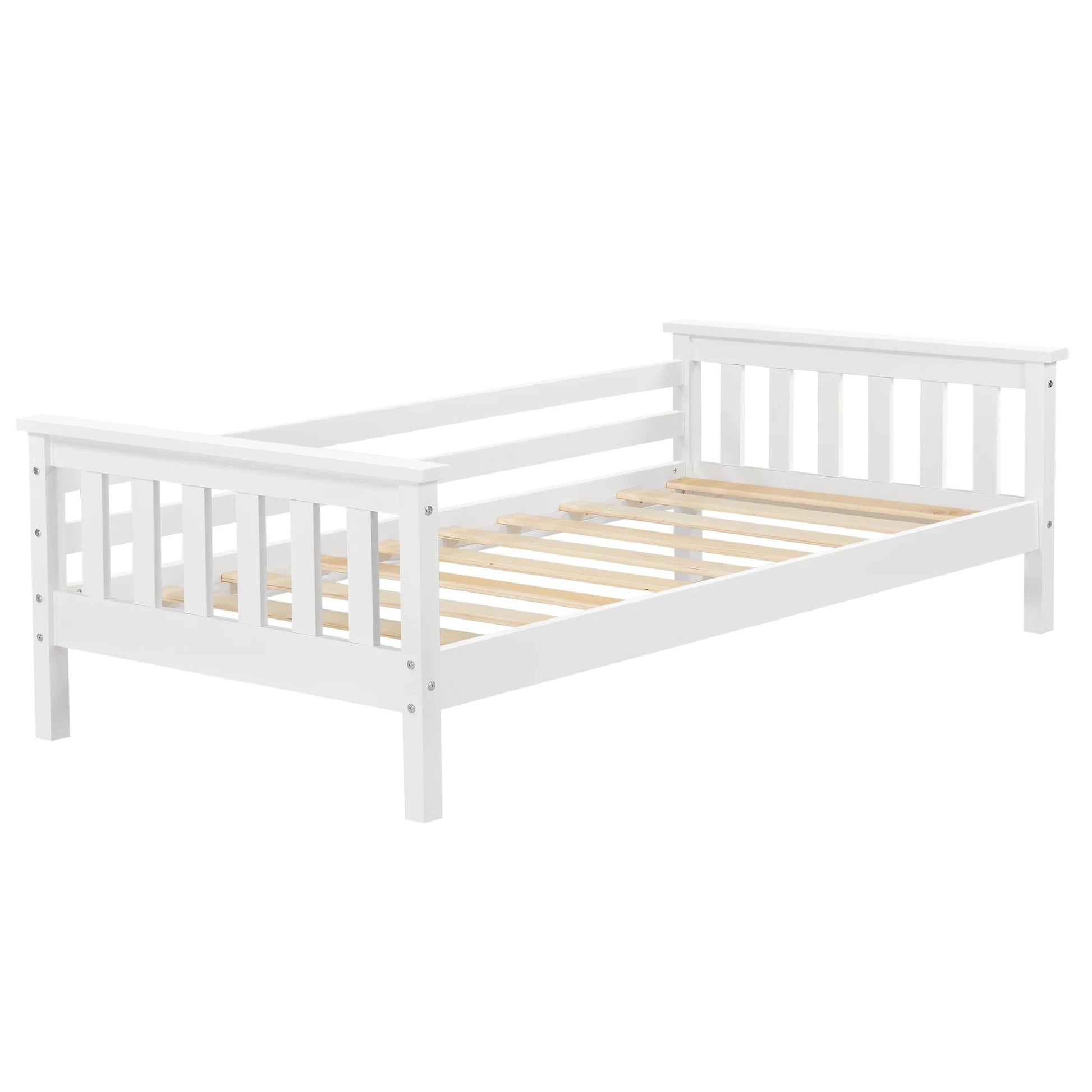 In And OutdoorMatch Kinderbed Magdalena - Met bedbodem en valbeveiliging - 70x140 cm - Wit - Sparrenhout en Multiplex - Voor meisjes - Voor jongens Kinder bedden