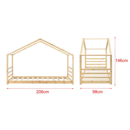 In And OutdoorMatch Kinderbed Nico - Houten bed - Huisbed - Met bedbodem - 90x200cm - Hout - Voor kinderen - Voor meisjes - Voor jongens Kinder bedden