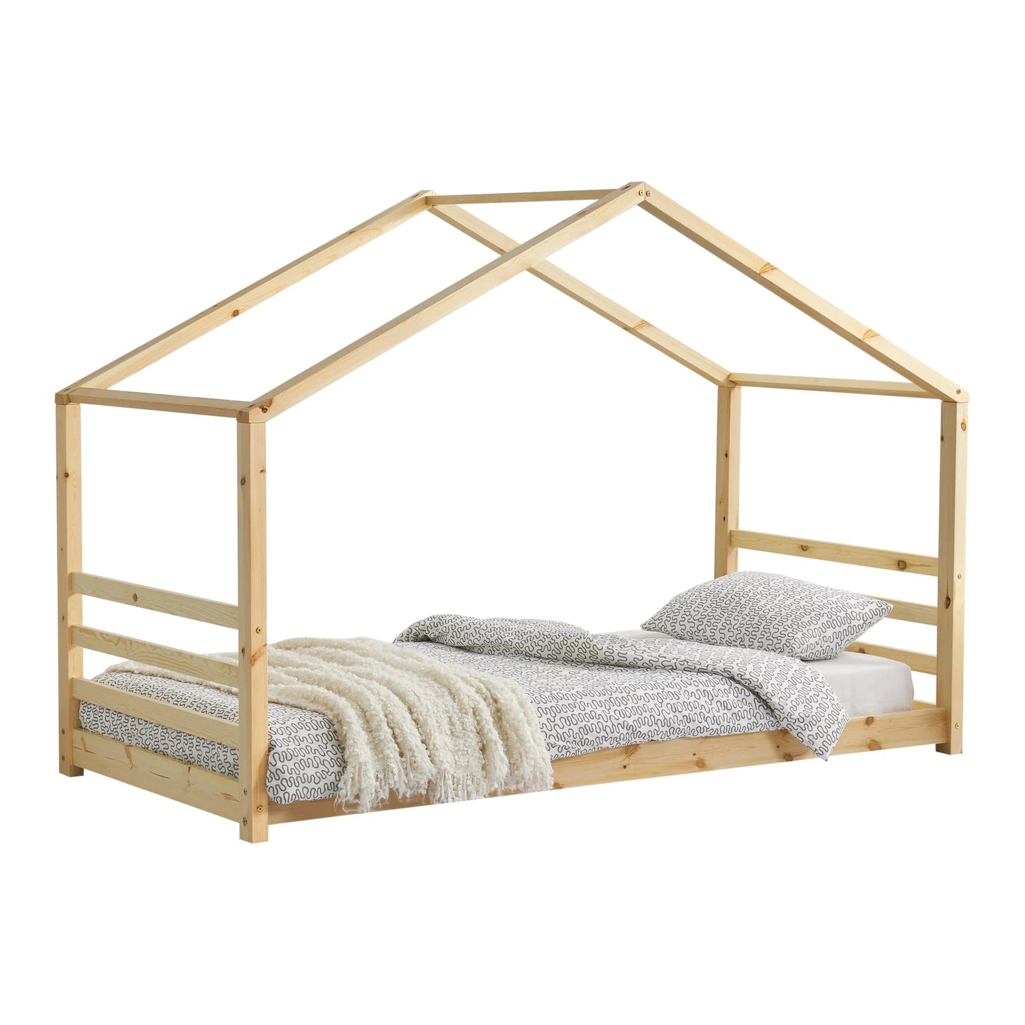 In And OutdoorMatch Kinderbed Nico - Houten bed - Huisbed - Met bedbodem - 90x200cm - Hout - Voor kinderen - Voor meisjes - Voor jongens Kinder bedden