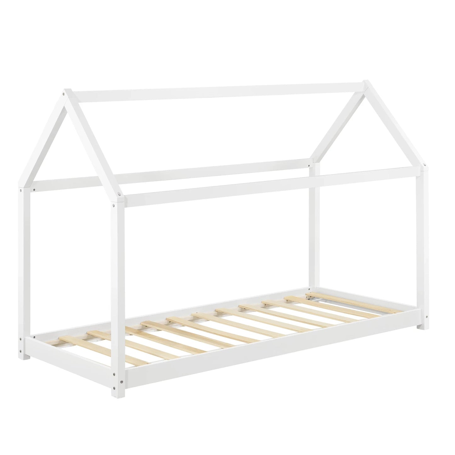 In And OutdoorMatch Kinderbed Regan - Huisbed - Met bedbodem - 80x160cm - Voor meisjes - Voor jongens - Voor kinderen - Wit Kinder bedden