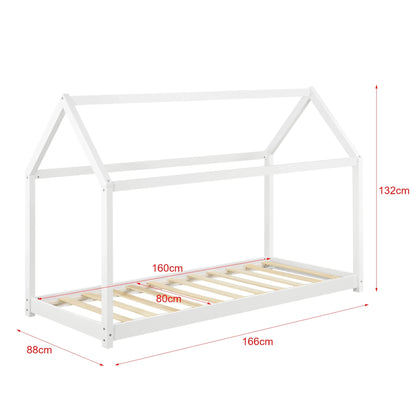 In And OutdoorMatch Kinderbed Regan - Huisbed - Met bedbodem - 80x160cm - Voor meisjes - Voor jongens - Voor kinderen - Wit Kinder bedden