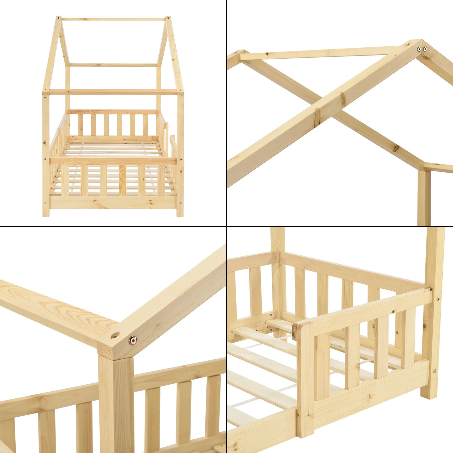 In And OutdoorMatch Kinderbed Torrance - Met Valbeveiliging - 90x200 cm - Hout - Voor meisjes - Voor jongens - Voor kinderen Kinder bedden