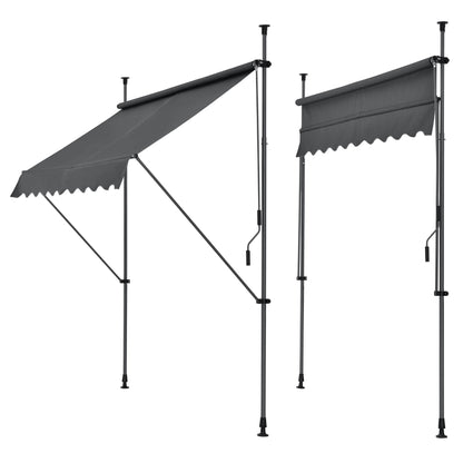 In And OutdoorMatch Klemluifel Addison - Handmatig Uitschuifbaar - Grijs - 300x120 cm - Uitvalarmluifel - Staal en Stof - UV Bescherming - Waterafstotend Sunshade