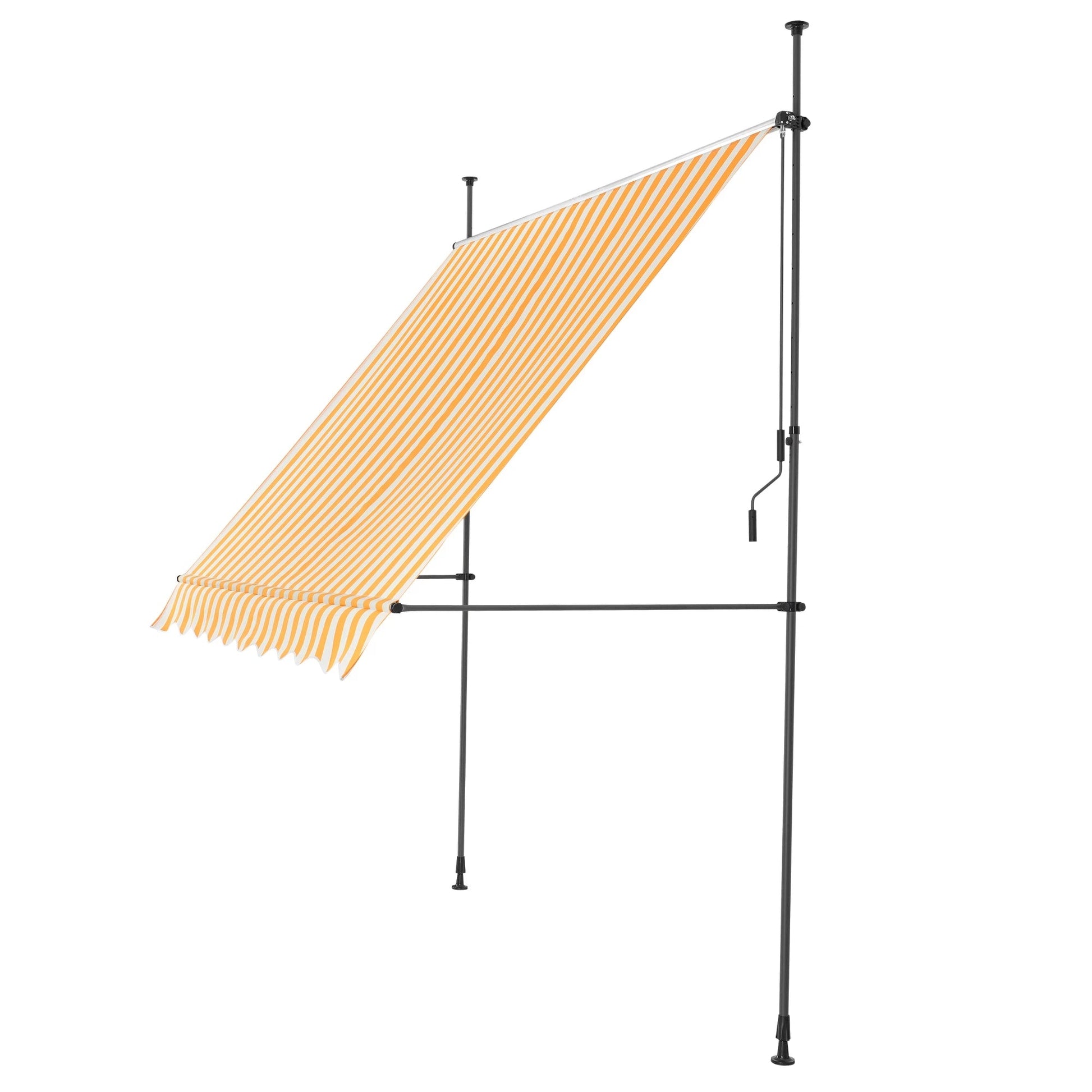 In And OutdoorMatch Klemluifel Esso - Uitschuifbare Luifel - Geel en Wit - 400x120 cm - Staal en Stof - Waterafstotend - UV Bescherming Parasol