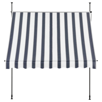 In And OutdoorMatch Klemluifel Katja - Uitschuifbare Luifel - Donkerblauw en Wit - 150x120 cm - Staal en Stof - Waterafstotend - UV Bescherming Sunshade