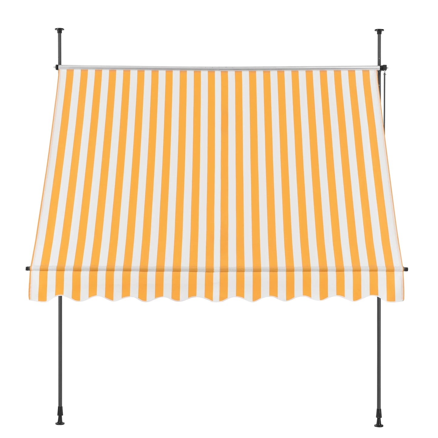 In And OutdoorMatch Klemluifel Roxy - Uitschuifbare Luifel - Geel en Wit - 250x120 cm - Staal en Stof - Waterafstotend - UV Bescherming Sunshade